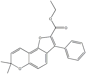 3-Phenyl-7,7-dimethyl-7H-furo[2,3-f][1]benzopyran-2-carboxylic acid ethyl ester Struktur