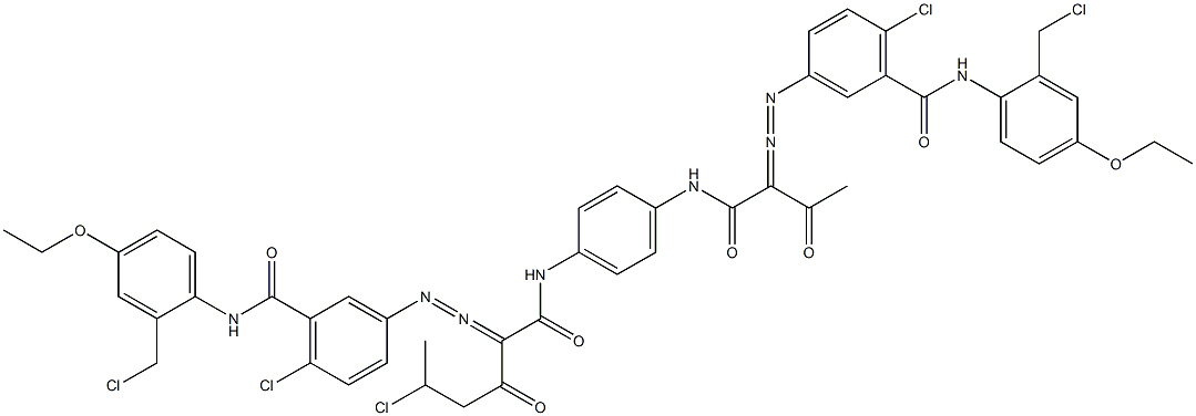 3,3'-[2-(1-Chloroethyl)-1,4-phenylenebis[iminocarbonyl(acetylmethylene)azo]]bis[N-[2-(chloromethyl)-4-ethoxyphenyl]-6-chlorobenzamide] Struktur