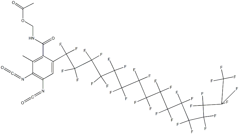 N-(Acetyloxymethyl)-2-(tritriacontafluorohexadecyl)-4,5-diisocyanato-6-methylbenzamide Struktur