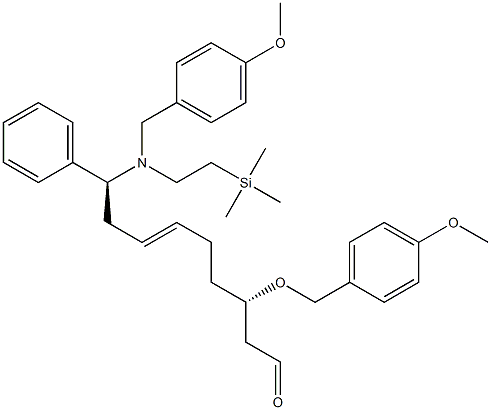 (3S,6E,9S)-3-(4-Methoxybenzyloxy)-9-[N-(4-methoxybenzyl)-N-[2-(trimethylsilyl)ethyl]amino]-9-phenyl-6-nonen-1-al Struktur