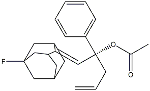 (2R)-1-(5-Fluoroadamantan-2-ylidene)-2-phenyl-4-penten-2-ol acetate Struktur