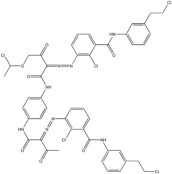 3,3'-[2-[(1-Chloroethyl)oxy]-1,4-phenylenebis[iminocarbonyl(acetylmethylene)azo]]bis[N-[3-(2-chloroethyl)phenyl]-2-chlorobenzamide] Struktur