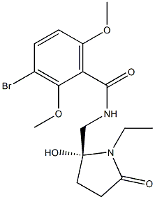 3-Bromo-N-[[(2R)-1-ethyl-2-hydroxy-5-oxo-2-pyrrolidinyl]methyl]-2,6-dimethoxybenzamide Struktur