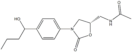 (5S)-5-Acetylaminomethyl-3-[4-(1-hydroxybutyl)phenyl]oxazolidin-2-one Struktur