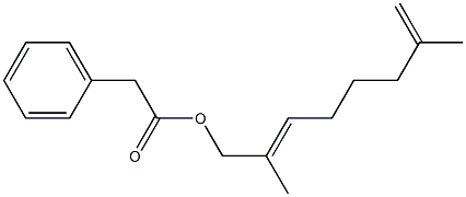 Phenylacetic acid 2,7-dimethyl-2,7-octadienyl ester Struktur