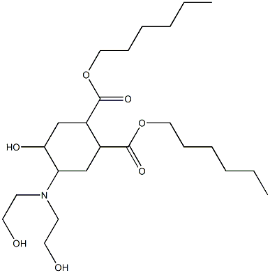 5-Hydroxy-4-[bis(2-hydroxyethyl)amino]-1,2-cyclohexanedicarboxylic acid dihexyl ester Struktur