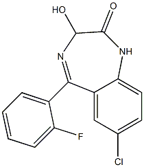 7-Chloro-3-hydroxy-5-(2-fluorophenyl)-1H-1,4-benzodiazepine-2(3H)-one Struktur