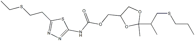 N-[5-(2-Ethylthioethyl)-1,3,4-thiadiazol-2-yl]carbamic acid [2-methyl-2-(1-methyl-2-propylthioethyl)-1,3-dioxolan-4-yl]methyl ester Struktur