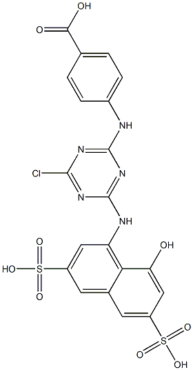 4-[4-Chloro-6-[(8-hydroxy-3,6-disulfo-1-naphthalenyl)amino]-1,3,5-triazin-2-ylamino]benzoic acid Struktur