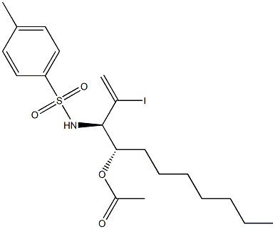 Acetic acid (1S)-1-[(R)-1-(tosylamino)-2-iodo-2-propenyl]octyl ester Struktur