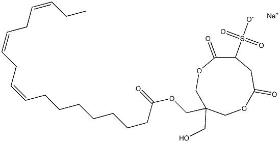 1-[[[(9Z,12Z,15Z)-1-Oxo-9,12,15-octadecatrien-1-yl]oxy]methyl]-1-(hydroxymethyl)-4,7-dioxo-3,8-dioxacyclononane-6-sulfonic acid sodium salt Struktur