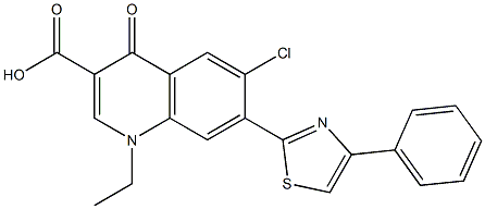 1,4-Dihydro-1-ethyl-4-oxo-6-chloro-7-(4-phenylthiazol-2-yl)quinoline-3-carboxylic acid Struktur