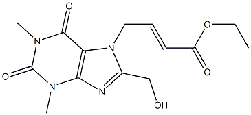 (E)-4-[[1,2,3,6-Tetrahydro-1,3-dimethyl-2,6-dioxo-8-(hydroxymethyl)-7H-purin]-7-yl]-2-butenoic acid ethyl ester Struktur