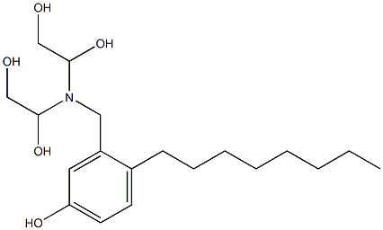 3-[Bis(1,2-dihydroxyethyl)aminomethyl]-4-octylphenol Struktur