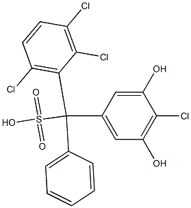 (4-Chloro-3,5-dihydroxyphenyl)(2,3,6-trichlorophenyl)phenylmethanesulfonic acid Struktur