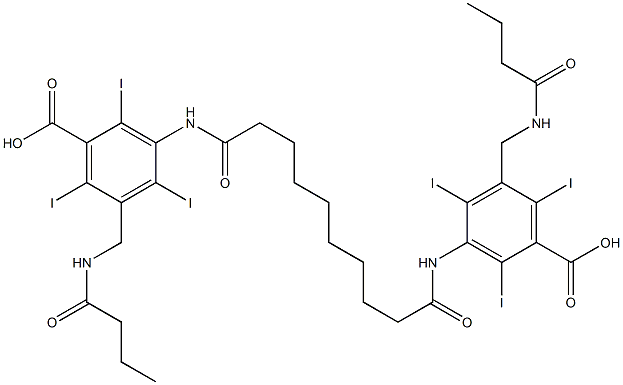 3,3'-(Sebacoyldiimino)bis[5-(butyrylaminomethyl)-2,4,6-triiodobenzoic acid] Struktur