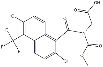 2-[N-Methoxycarbonyl-N-[[2-chloro-6-methoxy-5-trifluoromethyl-1-naphthalenyl]carbonyl]amino]acetic acid Struktur