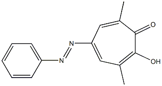 2-Hydroxy-3,7-dimethyl-5-(phenylazo)cyclohepta-2,4,6-trien-1-one Struktur