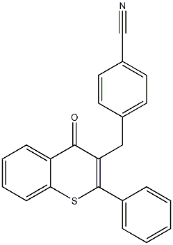 2-Phenyl-3-(4-cyanobenzyl)-4H-1-benzothiopyran-4-one Struktur