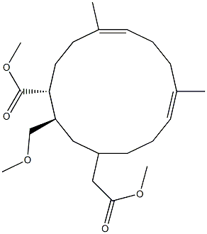 (3R,4R,7E,11E)-3-(Methoxymethyl)-4-(methoxycarbonyl)-7,11-dimethylcyclotetradeca-7,11-diene-1-acetic acid methyl ester Struktur