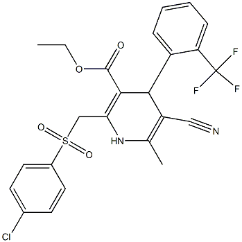 5-Cyano-1,4-dihydro-6-methyl-2-[(4-chlorophenylsulfonyl)methyl]-4-(2-trifluoromethylphenyl)pyridine-3-carboxylic acid ethyl ester Struktur