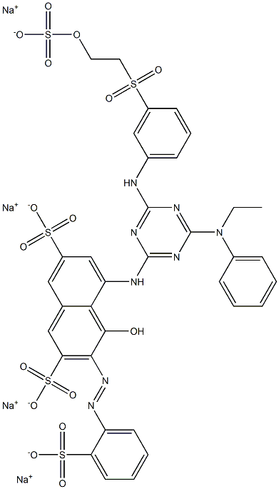 5-[4-(N-Ethylanilino)-6-[3-[2-(sulfooxy)ethylsulfonyl]anilino]-1,3,5-triazin-2-ylamino]-4-hydroxy-3-(2-sulfophenylazo)-2,7-naphthalenedisulfonic acid tetrasodium salt Struktur