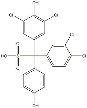 (3,4-Dichlorophenyl)(3,5-dichloro-4-hydroxyphenyl)(4-hydroxyphenyl)methanesulfonic acid Struktur