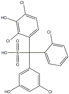 (2-Chlorophenyl)(3-chloro-5-hydroxyphenyl)(2,4-dichloro-3-hydroxyphenyl)methanesulfonic acid Struktur