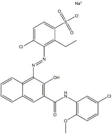 4-Chloro-2-ethyl-3-[[3-[[(3-chloro-6-methoxyphenyl)amino]carbonyl]-2-hydroxy-1-naphtyl]azo]benzenesulfonic acid sodium salt Struktur