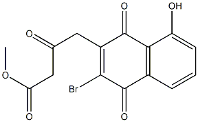 2-Bromo-5-hydroxy-3-(4-methoxy-2,4-dioxobutyl)naphthalene-1,4-dione Struktur