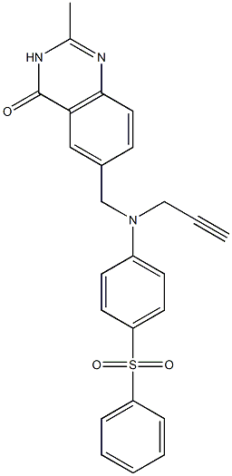 2-Methyl-6-[N-(2-propynyl)-N-(4-phenylsulfonylphenyl)aminomethyl]quinazolin-4(3H)-one Struktur