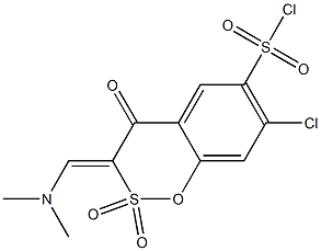 3,4-Dihydro-3-[(Z)-dimethylaminomethylene]-4-oxo-6-chlorosulfonyl-7-chloro-1,2-benzoxathiin 2,2-dioxide Struktur