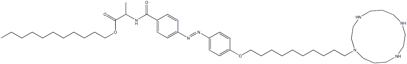 2-[4-[4-[10-(1,4,8,11-Tetraazacyclotetradecan-1-yl)decyloxy]phenylazo]benzoylamino]propanoic acid undecyl ester Struktur