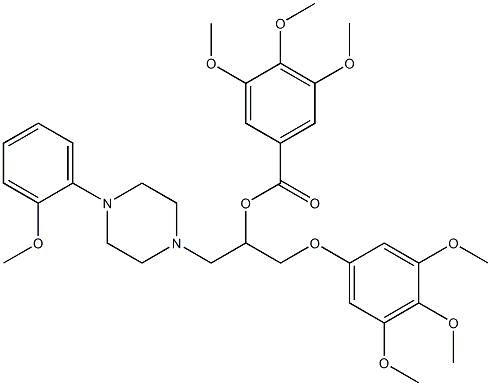 3,4,5-Trimethoxybenzoic acid 1-(3,4,5-trimethoxyphenoxymethyl)-2-[4-(2-methoxyphenyl)-1-piperazinyl]ethyl ester Struktur