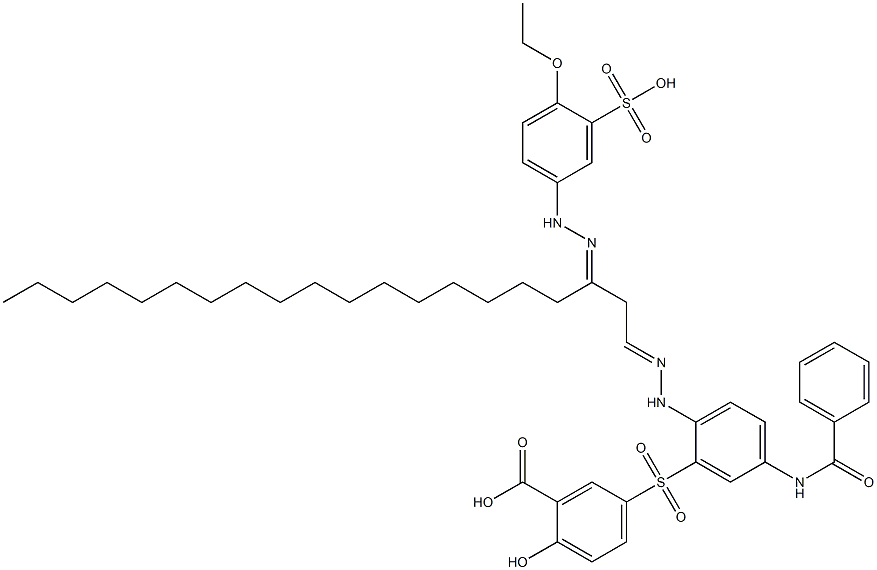 5-[[5-(Benzoylamino)-2-[2-[3-[2-(4-ethoxy-3-sulfophenyl)hydrazono]icosane-1-ylidene]hydrazino]phenyl]sulfonyl]-2-hydroxybenzoic acid Struktur