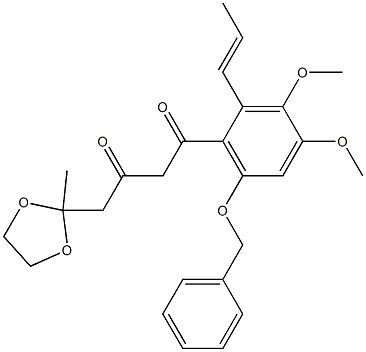 1-[2-[(E)-1-Propenyl]-3,4-dimethoxy-6-(benzyloxy)phenyl]-4-(2-methyl-1,3-dioxolan-2-yl)-1,3-butanedione Struktur