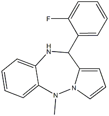 5-Methyl-11-(2-fluorophenyl)-10,11-dihydro-5H-pyrrolo[1,2-b][1,2,5]benzotriazepine Struktur