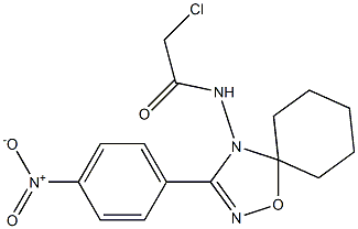 2-Chloro-N-[3-(4-nitrophenyl)-5,5-pentamethylene-1,2,4-oxadiazol-4(5H)-yl]acetamide Struktur