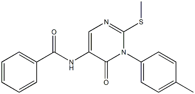 3-(4-Methylphenyl)-2-methylthio-5-benzoylaminopyrimidin-4(3H)-one Struktur