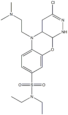 N,N-Diethyl-1,4,4a,10a-tetrahydro-3-chloro-5-(2-dimethylaminoethyl)-5H-pyridazino[3,4-b][1,4]benzoxazine-8-sulfonamide Struktur