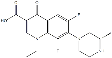 1-Ethyl-6,8-difluoro-1,4-dihydro-7-[(3S)-3-methyl-1-piperazinyl]-4-oxo-3-quinolinecarboxylic acid Struktur