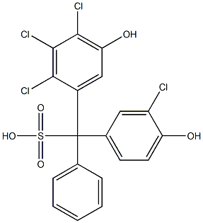 (3-Chloro-4-hydroxyphenyl)(2,3,4-trichloro-5-hydroxyphenyl)phenylmethanesulfonic acid Struktur