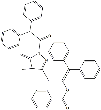 1-Diphenylmethylene-2-[[4,5-dihydro-4,4-dimethyl-5-methylene-1-(diphenylacetyl)-1H-pyrazol]-3-yl]ethanol benzoate Struktur