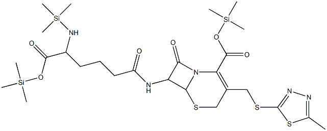 3-(5-Methyl-1,3,4-thiadiazol-2-ylthiomethyl)-8-oxo-7-(5-trimethylsilylamino-5-trimethylsilyloxycarbonylvalerylamino)-5-thia-1-azabicyclo[4.2.0]oct-2-ene-2-carboxylic acid trimethylsilyl ester Struktur