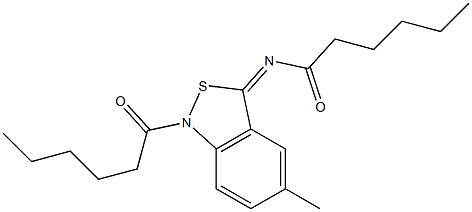 5-Methyl-1-hexanoyl-3(1H)-hexanoylimino-2,1-benzisothiazole Struktur