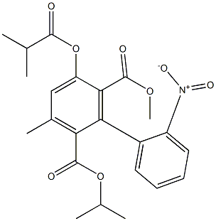 3-Methyl-5-(2-methylpropionyloxy)-6-methoxycarbonyl-2'-nitro-1,1'-biphenyl-2-carboxylic acid isopropyl ester Struktur