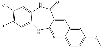 2-Methoxy-8,9-dichloro-6H-quino[2,3-b][1,5]benzodiazepin-12(11H)-one Struktur