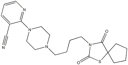 2-[4-[4-(2,4-Dioxo-1-thia-3-azaspiro[4.4]nonan-3-yl)butyl]-1-piperazinyl]-3-pyridinecarbonitrile Struktur