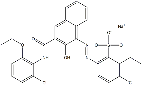 3-Chloro-2-ethyl-6-[[3-[[(2-chloro-6-ethoxyphenyl)amino]carbonyl]-2-hydroxy-1-naphtyl]azo]benzenesulfonic acid sodium salt Struktur