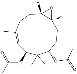 (1S,4S,6S,7Z,11S)-1,5,5,8-Tetramethyl-12-oxabicyclo[9.1.0]dodec-7-ene-4,6-diol diacetate Struktur